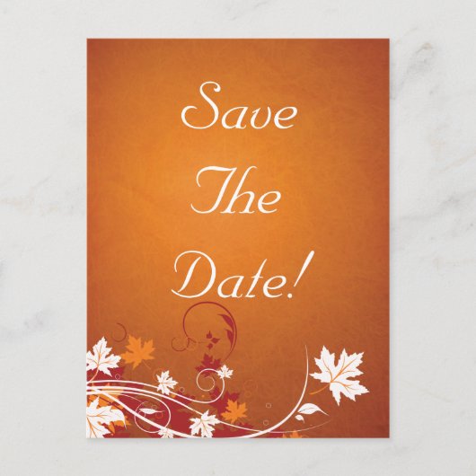 紅葉抽象芸術結婚式の日付の保存 案内ポストカード (正面)