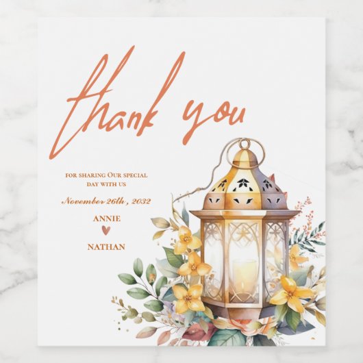 紅葉新郎新婦サンキューユー結婚式の引き出物 ワインラベル (シングルラベル)