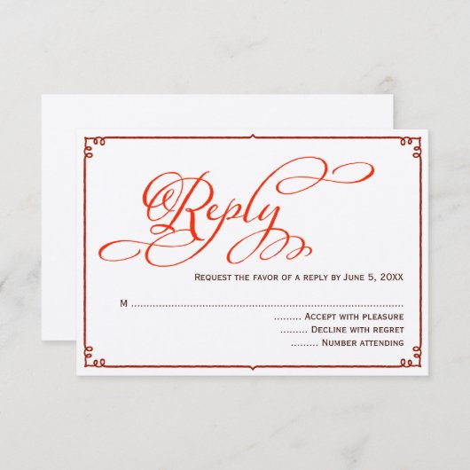 紅葉書結婚の返信カード 招待状 (正面/裏面)