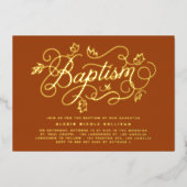 紅葉書道モダンオレンジバプテスマ 箔招待状 (正面)
