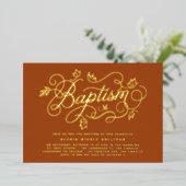 紅葉書道モダンオレンジバプテスマ 箔招待状 (立ち正面)
