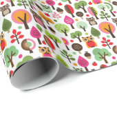 紅葉樹レトロフクロウ模様 ラッピングペーパー (ロールコーナー)