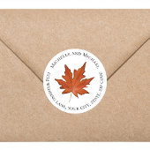 紅葉水彩差出人住所ラベル ラウンドシール