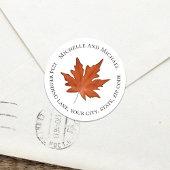 紅葉水彩差出人住所ラベル ラウンドシール