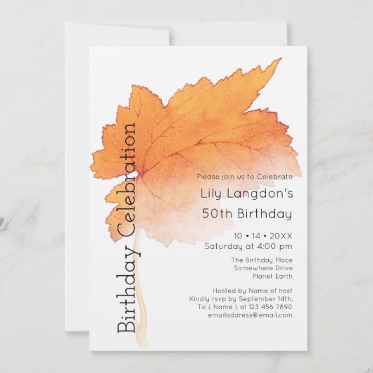 紅葉水彩秋 招待状 (正面)