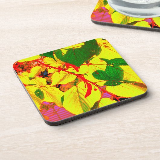 '紅葉'白熱［赤熱］光を放つコルクコースターセット コースター (左側)