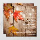 紅葉白熱［赤熱］光を放つズ素朴メイスン結婚ジャース 招待状 (正面/裏面)