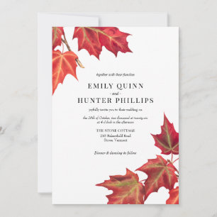 紅葉秋のイラストレーション結婚式招待状 招待状
