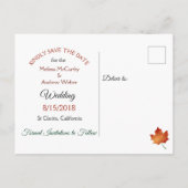 紅葉秋の結婚式の日付を保存 案内ポストカード (裏面)