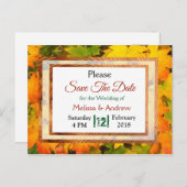 紅葉秋の結婚式の日付を保存 案内ポストカード (正面/裏面)
