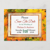 紅葉秋の結婚式の日付を保存 案内ポストカード (正面)