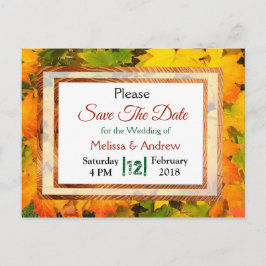 紅葉秋の結婚式の日付を保存 案内ポストカード