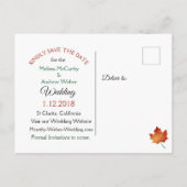 紅葉秋の結婚式の日付を保存 案内ポストカード (裏面)