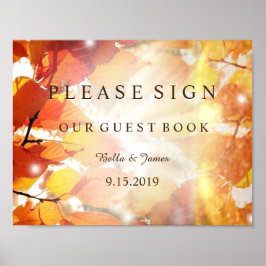 紅葉秋の結婚式ゲストブックサイン ポスター