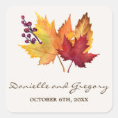 紅葉秋の結婚式シール スクエアシール (正面)