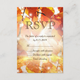 紅葉秋の結婚式RSVPカード 出欠カード