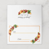 紅葉秋の色のパーソナライズ名日付 プレイスカード (外部開封)