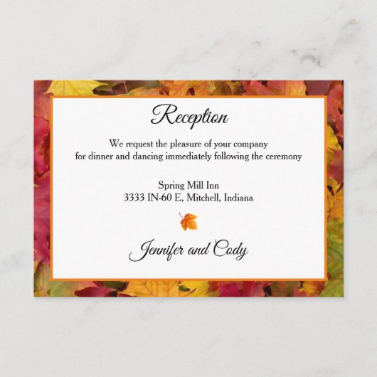 紅葉秋の色の結婚式 エンクロージャーカード (正面)