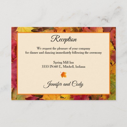 紅葉秋の色の結婚式 エンクロージャーカード (正面)