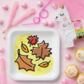 紅葉秋カラフルシーズンリーフアート ペーパープレート (パーティー)