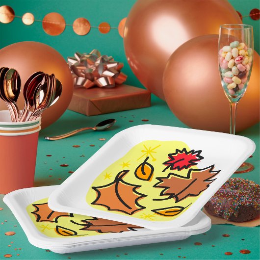 紅葉秋カラフルシーズンリーフアート ペーパープレート