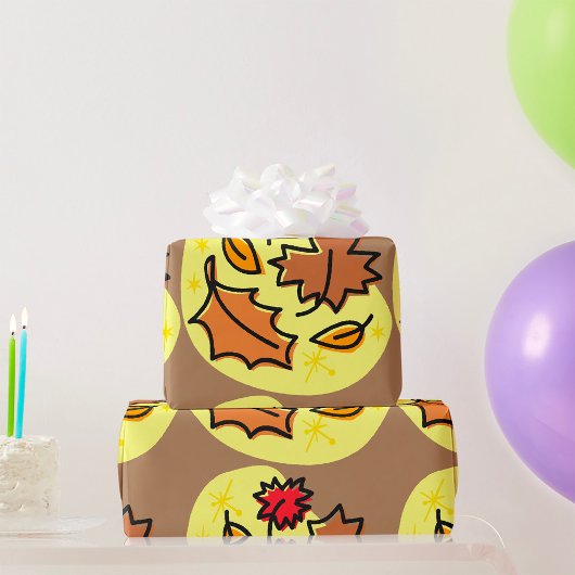 紅葉秋カラフルシーズンリーフアート ラッピングペーパー