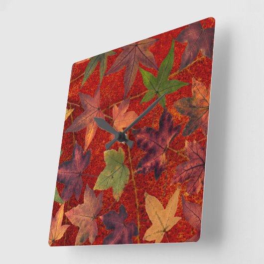 紅葉秋シーズンツリーリーフカラフル スクエア壁時計 (傾斜)