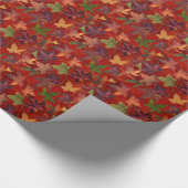 紅葉秋シーズンツリーリーフカラフル ラッピングペーパー (角)