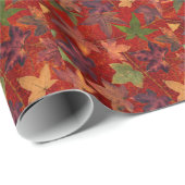 紅葉秋シーズンツリーリーフカラフル ラッピングペーパー (ロールコーナー)
