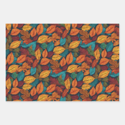 紅葉秋シーズン自然パターン（の模様が）あるかわいらし ラッピングペーパーシート (正面)