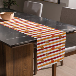 紅葉秋ストライプの パーソナライズされた ショートテーブルランナー