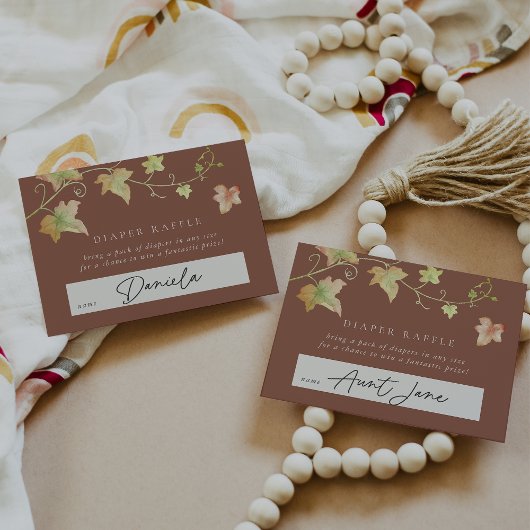 紅葉秋ベビーシャワーおむつラッフル エンクロージャーカード