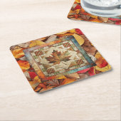 紅葉秋リーフ紙コースター スクエアペーパーコースター (アングル)