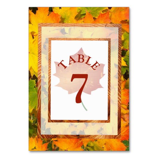 紅葉秋結婚のテーブル番号カード テーブルナンバー (正面)