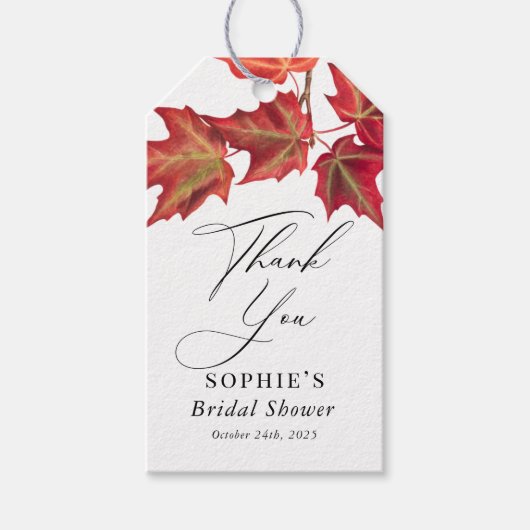 紅葉秋結婚またはシャワーメッセージカード ギフトタグ (正面)