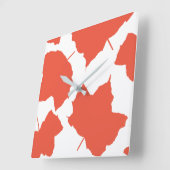 紅葉秋色オレンジの葉の模様クール スクエア壁時計 (傾斜)