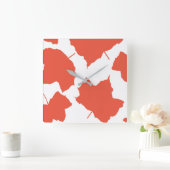 紅葉秋色オレンジの葉の模様クール スクエア壁時計 (ホーム)