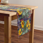 紅葉素朴とヒマワリ ショートテーブルランナー (インサイチュ)