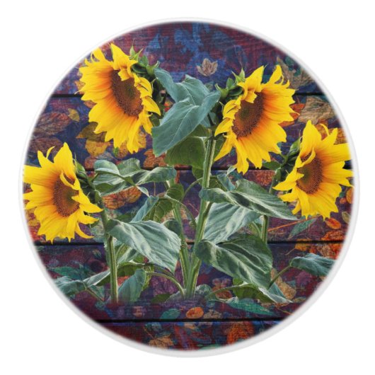 紅葉素朴とヒマワリ セラミックノブ (正面)