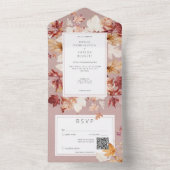 紅葉素朴のリースブルゴーニュQRコード オールインワン招待状 (内側)