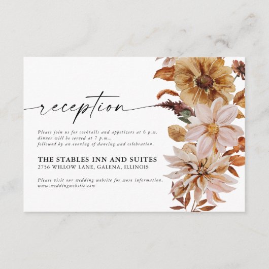 紅葉素朴ウェディングレセプションカード エンクロージャーカード (正面)