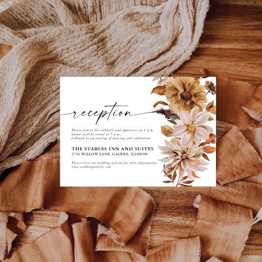 紅葉素朴ウェディングレセプションカード エンクロージャーカード