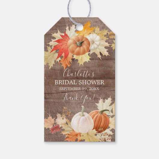 紅葉素朴カボチャブライダルシャワーの恩恵 ギフトタグ (正面)
