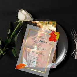 紅葉素朴ゴールデンフレ結婚ーム ベラム紙招待状