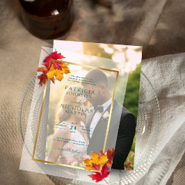 紅葉素朴ゴールデンフレ結婚ーム ベラム紙招待状