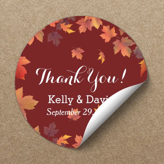 紅葉素朴ズブルゴーニュ秋の結婚式の賛成 ラウンドシール