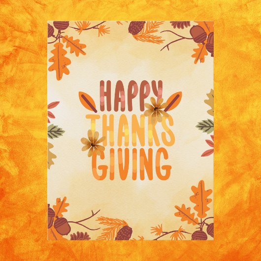 紅葉素朴ハッピーサンクスギビング ポストカード