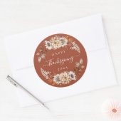 紅葉素朴ハッピーサンクスギビング ラウンドシール (封筒)
