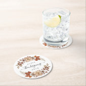 紅葉素朴ハッピーサンクスギビング ラウンドペーパーコースター (インサイチュ)