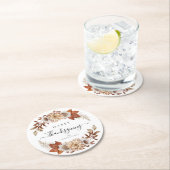 紅葉素朴ハッピーサンクスギビング ラウンドペーパーコースター (インサイチュ)